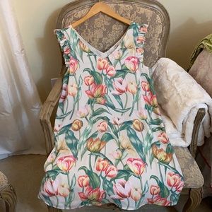 Lila Rose dress 8 Ruffled Sleeves Anthropologie